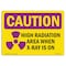 Signmission OSHA CAUTION RADIATION, High Radiation Area X-Ray Is On, 14in X 10in Decal, OS-CR-D-1014-L-10172 OS-CR-D-1014-L-10172 - alternate 1